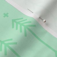 cross + arrows ice mint green tone on tone