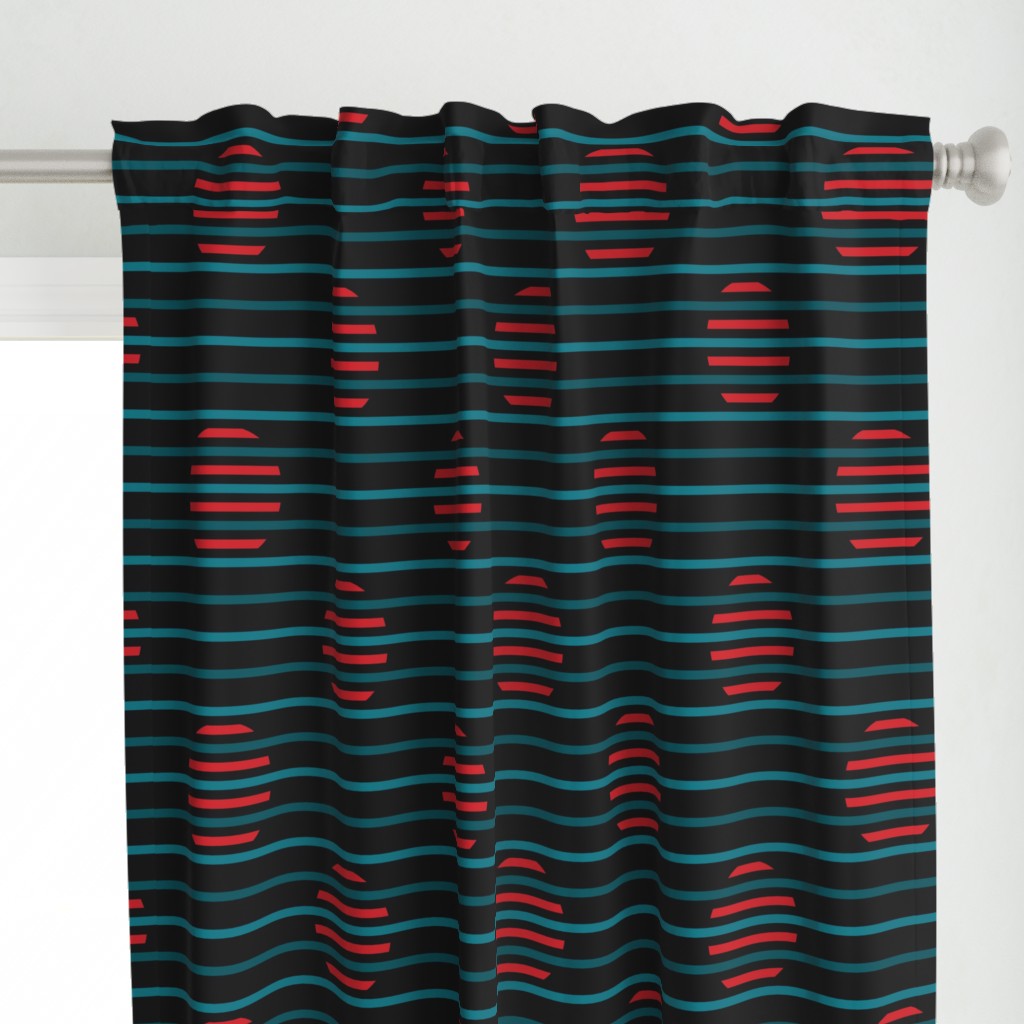 ★ DARK SUNSET ★ Teal, Red, Black – Very Large Scale / Collection : Abstract Geometric Prints