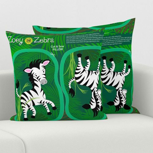 Zoey the Zebra - Cut & Sew Safari Plushie Pillow Pattern