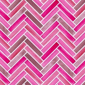 Pink Watercolour Herringbone Pattern