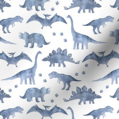 Watercolor Dinosaurs | Steel Blue