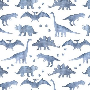 Watercolor Dinosaurs | Steel Blue