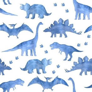 Watercolor Dinosaurs | Blue