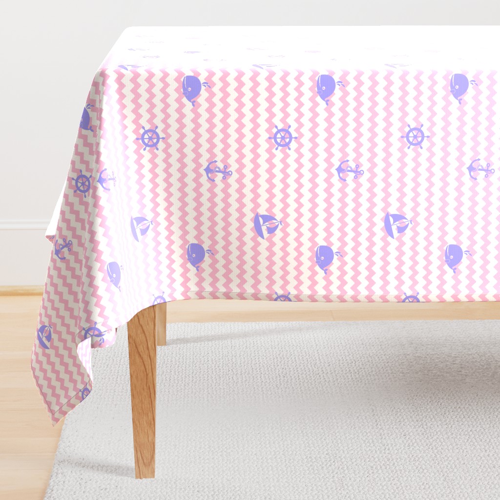 Nautical Purple Lavender Pink Chevron Girl Nursery