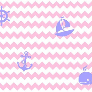 Nautical Purple Lavender Pink Chevron Girl Nursery