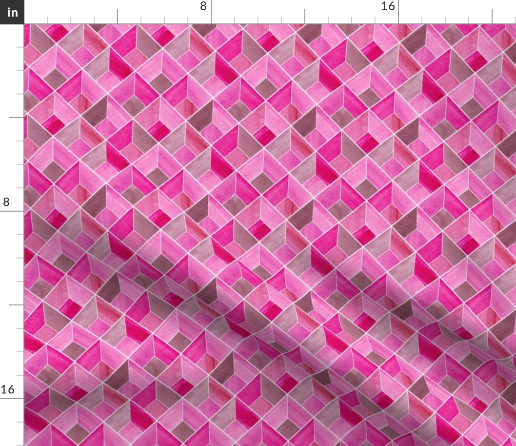 Pink watercolour diamond colour block pattern