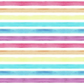 Horizontal Rainbow Watercolour Painted Lines