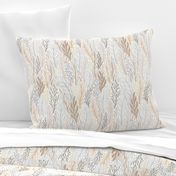 Earth Tone Neutral Leaf Design on White