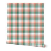 pastel christmas - peach and green plaid - small scale