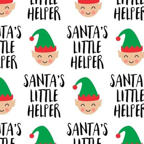 Santa's Little Helper with cute elf -  black on white - LAD19