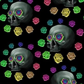 Neon rainbow skulls