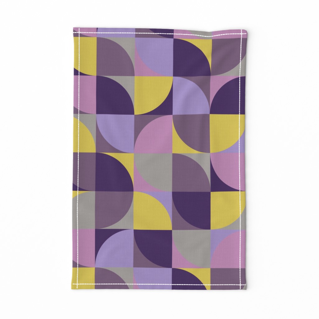 retro mod squares mustard yellow purple violet lavender