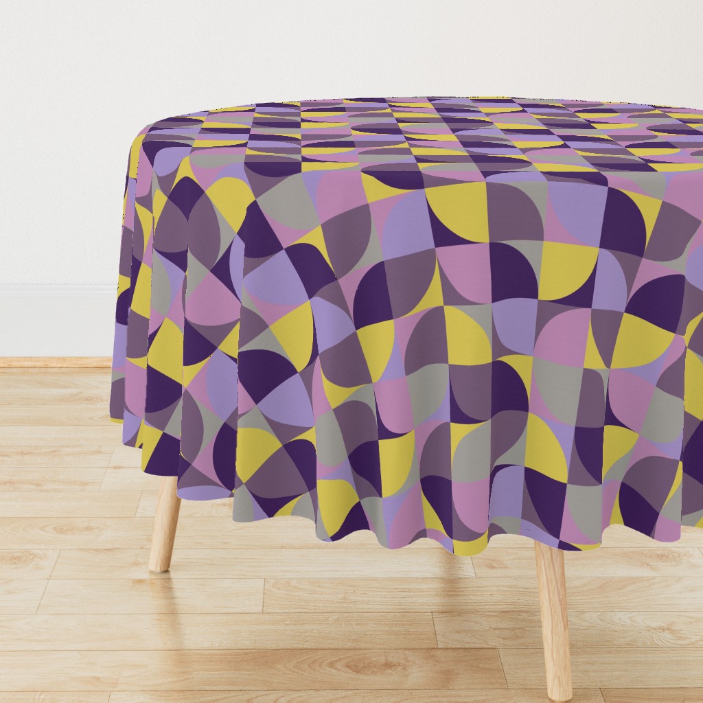 retro mod squares mustard yellow purple violet lavender