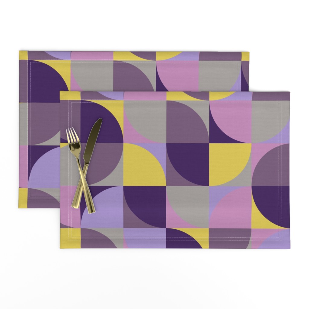 retro mod squares mustard yellow purple violet lavender