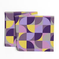 retro mod squares mustard yellow purple violet lavender