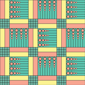 40 Something (6"): Pink & Blue Green Retro Geometric Tiles