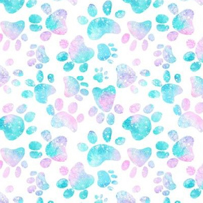 Pink  & Aqua Paw Prints