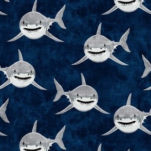 sharks - sharks on navy - great white - LAD19