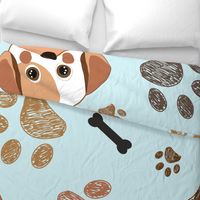 Cute dog, paw print and bone funny pattern
