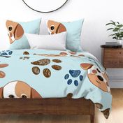 Cute dog, paw print and bone funny pattern