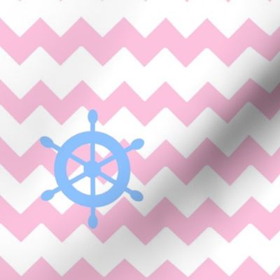 Nautical Blue Pink Chevron Baby Girl Nursery 