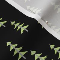 GreenTrees (black) Woodland Forest Fabric, gray tree trunks