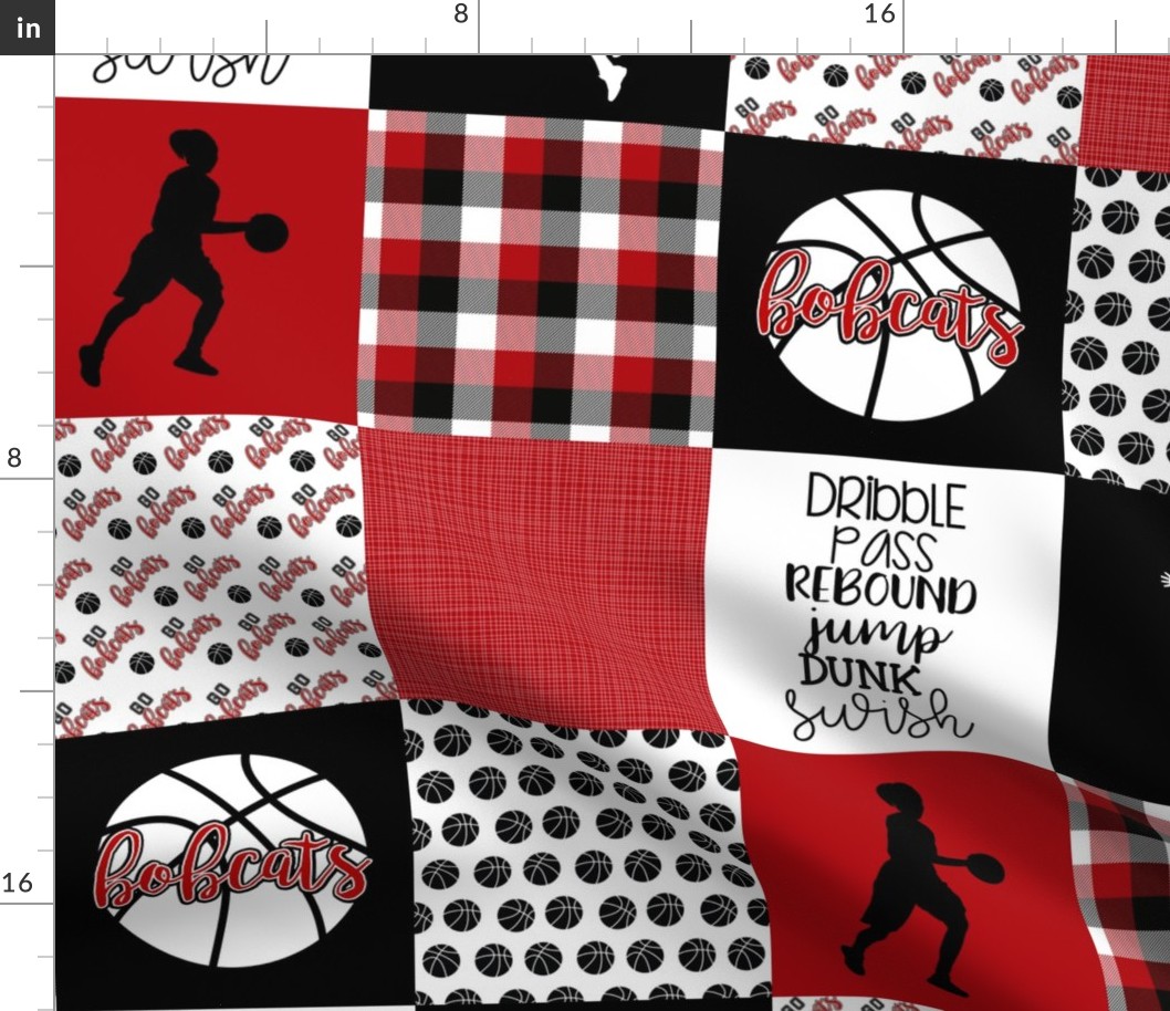 Basketball//Bobcats//Girls - Wholecloth Cheater Quilt