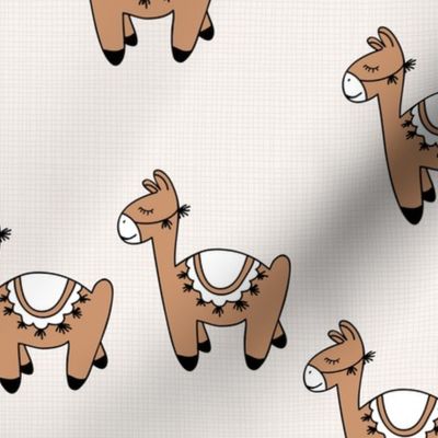 Kawaii Llama baby nursery sleepy alpaca wool animals on off white linnen autumn winter terra cotta copper neutral boys