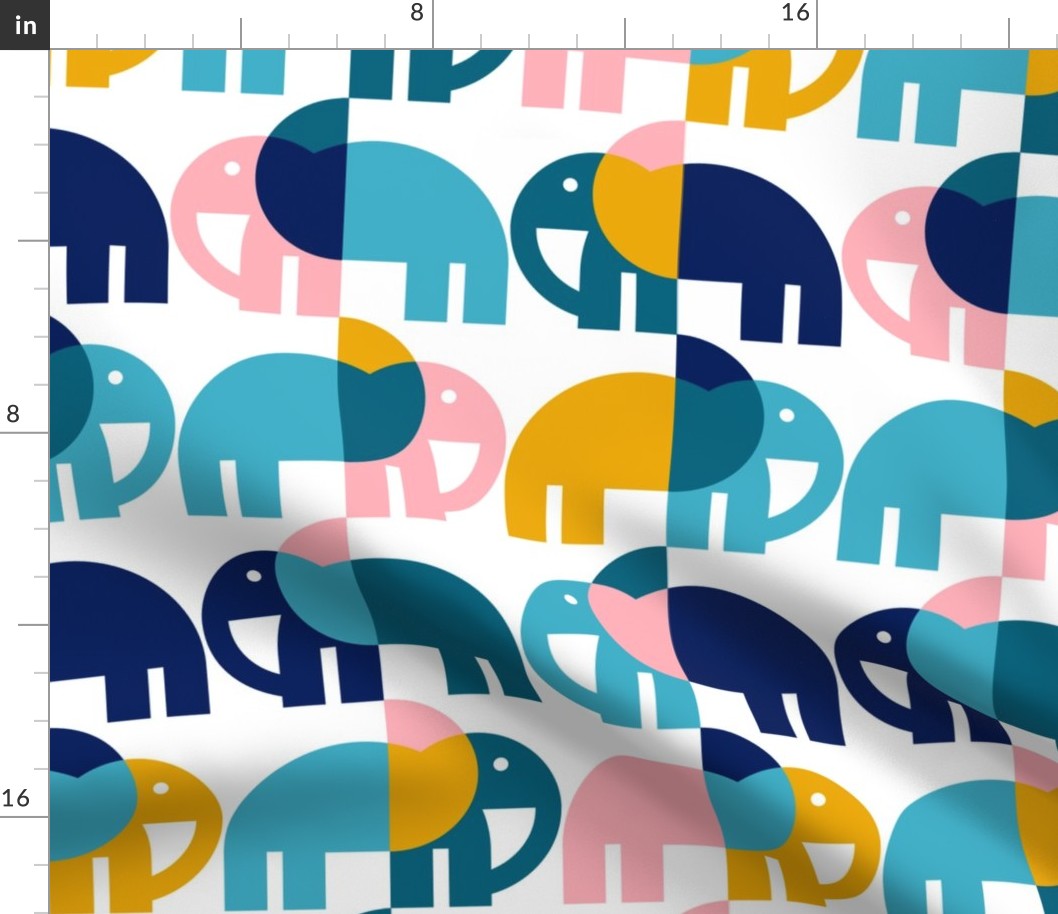 Color Block Elephants