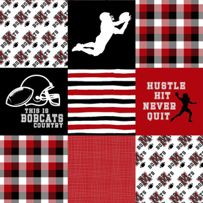 Football//Hustle Hit Never Quit//Bobcats - Wholecloth Cheater Quilt