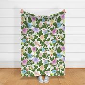 Passiflora and lily flowers happy pattern with white background pattern