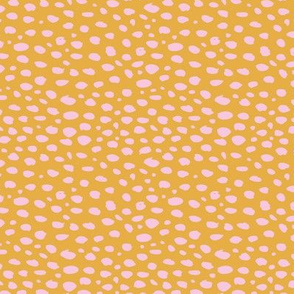 Dots and spots small animal print minimal abstract dalmatian panther wild life pattern ochre yellow pink