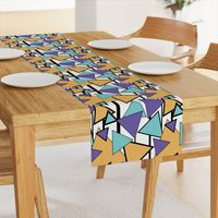 Mondrian Triangles Block Geometric design blue and gold