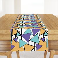 Mondrian Triangles Block Geometric design blue and gold