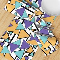 Mondrian Triangles Block Geometric design blue and gold