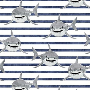 sharks - sharks on blue  2 stripes - LAD19