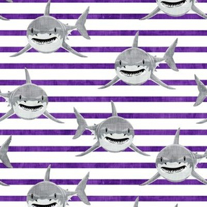 sharks on purple stripes - LAD19