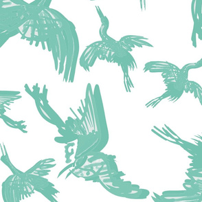 Cranes Flight of Feathers lg duvet mint white