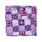 Shark Wholecloth - Purple - shark, fin, and life preserver - shark nursery - LAD19