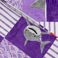 Shark Wholecloth - Purple - shark, fin, and life preserver - shark nursery - LAD19