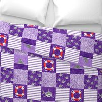 Shark Wholecloth - Purple - shark, fin, and life preserver - shark nursery - LAD19