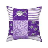 Shark Wholecloth - Purple - shark and fin - shark nursery  - LAD19