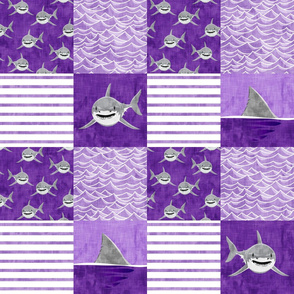 Shark Wholecloth - Purple - shark and fin - shark nursery  - LAD19