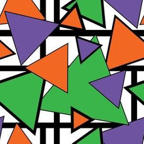 Mondrian Triangles Block Geometric design orange and green