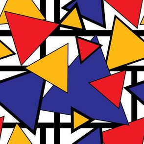 Mondrian Triangles Block Geometric design blue and red