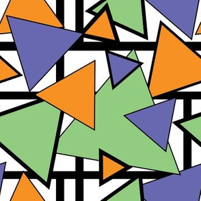 Mondrian Triangles Block Geometric design green and orange