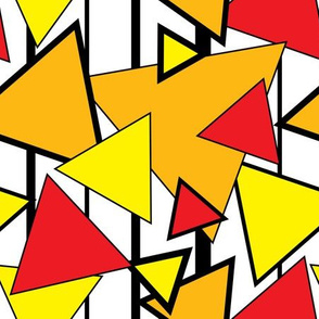 Mondrian Triangles Block Geometric design orange and red