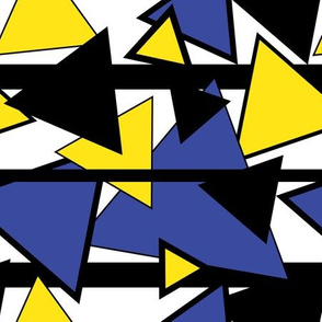 Mondrian Triangles Block Geometric design blue and yellow