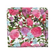 Roses and fruit seamless pattern with white background