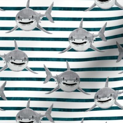 shark - great white sharks - dark teal stripes - LAD19